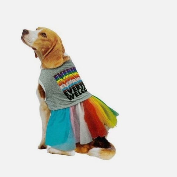 Host Pick!!Everyone Welcome Pride 2 Piece Dog Outfit Top & Tutu Medium Breed NWT - Picture 1 of 7